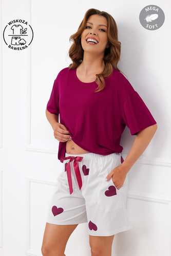 Italian Fashion Kioga Dámska pyžama z viskózy Mega Soft šortky srdcia