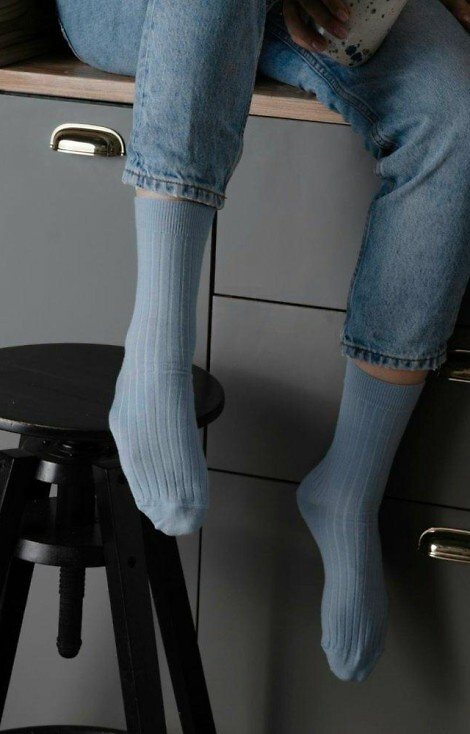 ART.130 Prírodná Merino vlna Dámske ponožky Steven blue -stripe, bez švov, teplé