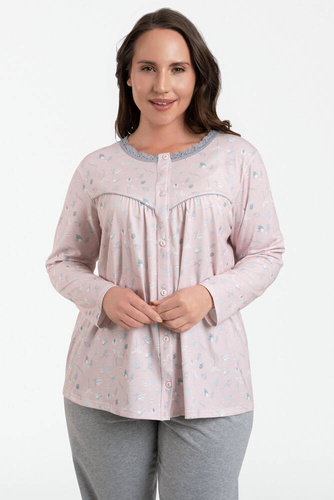 Daniela Dámske pyžamo s dlhým rukávom, 3/4 nohavice Talianska móda - potlač/melanžová