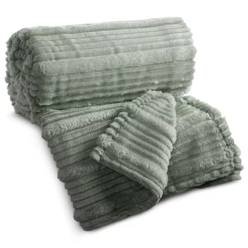 Deka prehoz Nina 220x200 flanel 3D mäkký Eurofirany 300 GSM šalviový