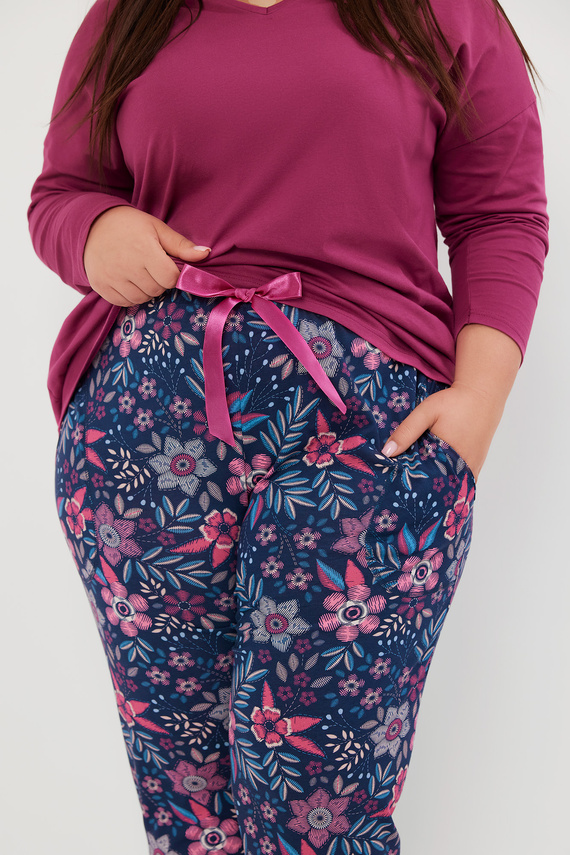 Folk Dámske pyžamo s dlhým rukávom a dlhými nohavicami Italian Fashion - blackberry/print