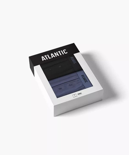 Pánske boxerky Atlantic 2MBX-0255 A2 2-pak čierna-denim – voľné, 100 % bavlna
