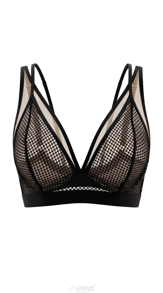 Biustonosz soft Edith Unikat čierny transparentný sieťkový bralette