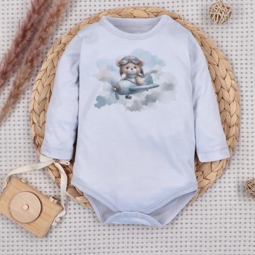 NINI ABN-5746/JSZ detské body 100 % bambus Baby Bear Pilot so zapínaním na cvoky