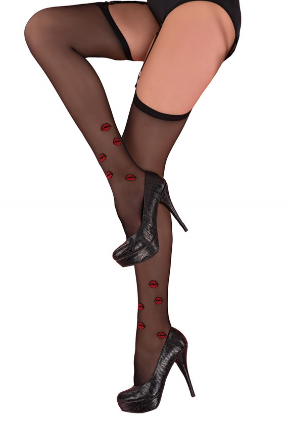 Crimson Lipstick Black 20 DEN LivCo Corsetti Fashion podväzkový pás