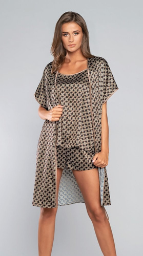 Župan Ellipse s krátkym rukávom Italian Fashion - hnedý