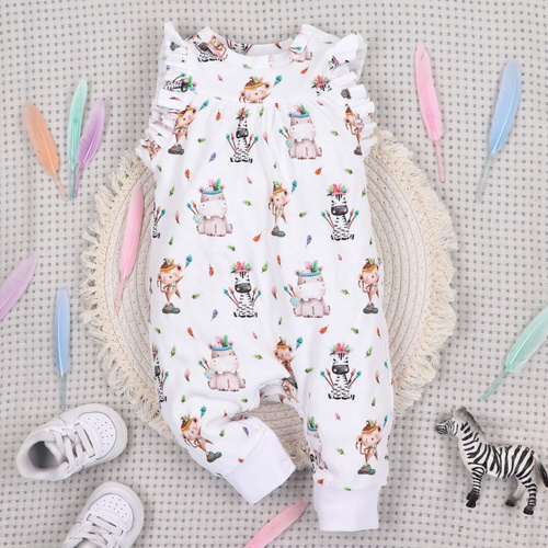 ABN-5537 Nini Happy Animals detské dupačky z organickej bavlny - bezniklové patentky, hypoalergénne, poľská výroba