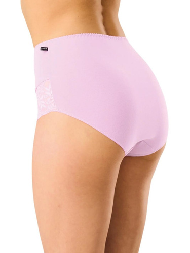 Dámske nohavičky LPF 585 ružovo-fialové maxi bikini, 95% bavlna, elastan, čipkový detail