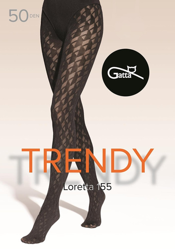 Loretta 155 Gatta dámske pančuchy - geometrický vzor, 50 den, matné - nero