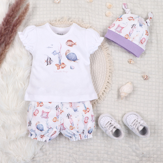 ABN-5489 Detské šortky z organickej bavlny Underwater World Nine, pre dievčatá