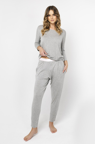 Štýl Dámsky set s 3/4 rukávmi, dĺžka.talianska móda melanžové nohavice