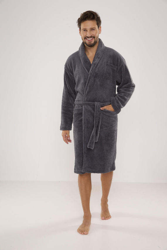 811 De Lafense pánsky plyšový župan - sivý