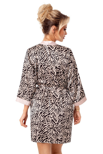 Sheila Župan Donna béžový - saténový elegantný dámsky župan s opaskom