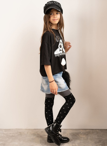 Súmračné pančuchy 2527 Knittex 50 den - čierne so strieborným hviezdičkovým vzorom | Módne a elegantné