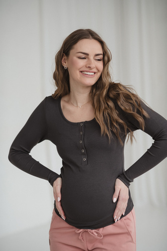 Tummy Milk&Love tehotenská a dojčiaca blúzka viskóza graphite