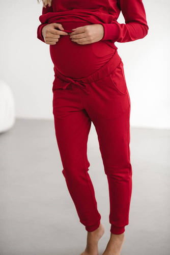 Spodnie dresowe ciążowe Milk&Love karminowa czerwień
