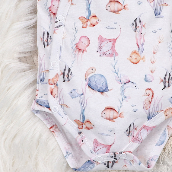 ABN-5473 Underwater World Nini obálkové body - organická bavlna, krátky rukáv