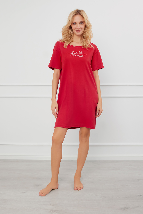 Nočná košeľa Evora s krátkym rukávom Italian Fashion - červená