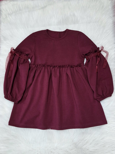 Ada Dievčenské šaty Bambarillo bordový bavlnený úplet, pohodlné a elastické