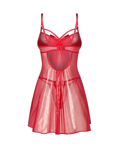 Obsessive Gifty Red babydoll červená dámska košieľka s kostícami + tangá