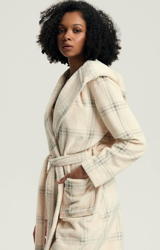 43596 Danna dámsky župan Henderson biely - s kapucňou, károvaný