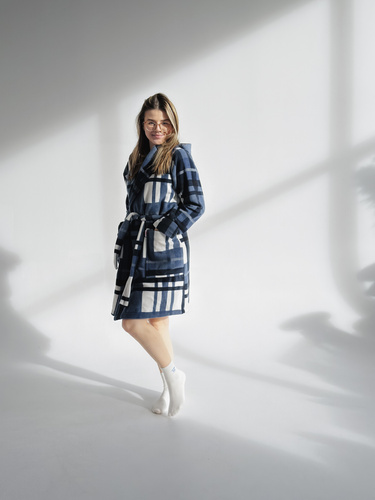 031 De Lafense županová prikrývka - teplý flísový dámsky župan Super Cozy, modrá