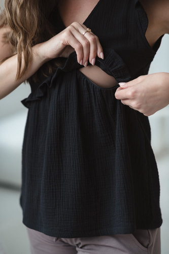 Mliečny motýľ Tehotenská a dojčiaca blúzka - pohodlie a štýl Milk&Love čierna