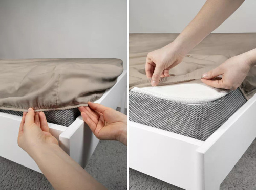 Mikrosaténové prestieradlo s gumou Poly Detexpol hladké taupe 