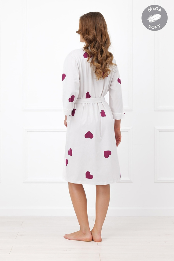 Italian Fashion Kioga dámsky župan Mega Soft ecru srdcia 3/4 rukáv