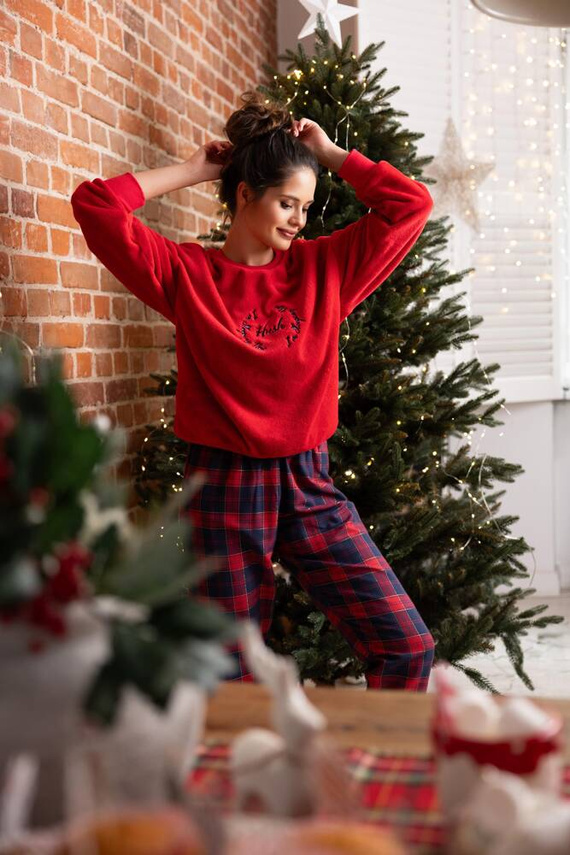 Dámske pyžamo Cordelia Sensis - tmavomodro-červené