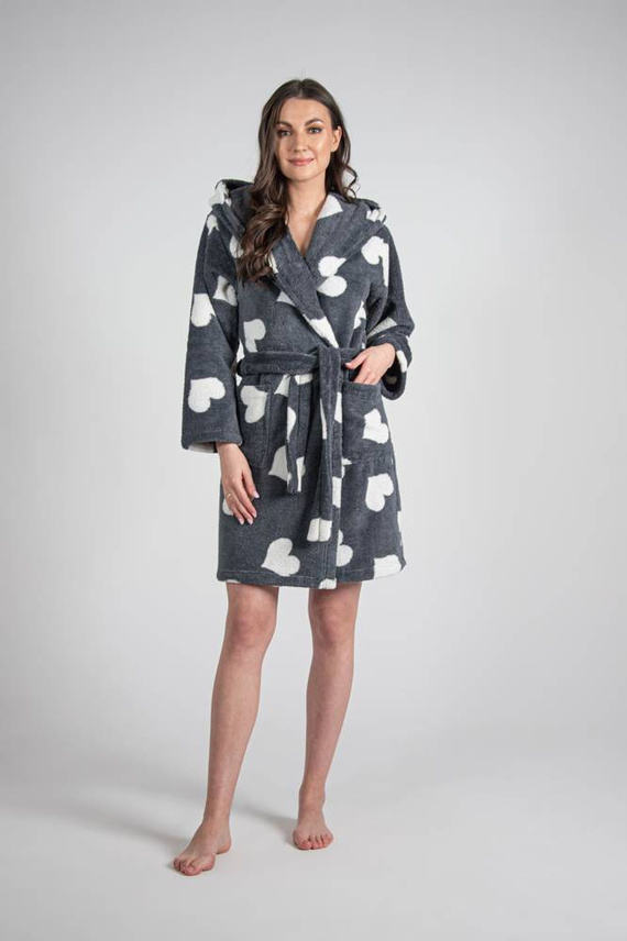 671 Hearts Krátky dámsky župan Forex - grafitový