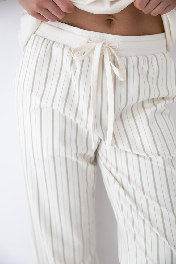 Dámske pyžamo Soleil Sensis ecru-béžové, bavlna, krátky rukáv, dlhé nohavice