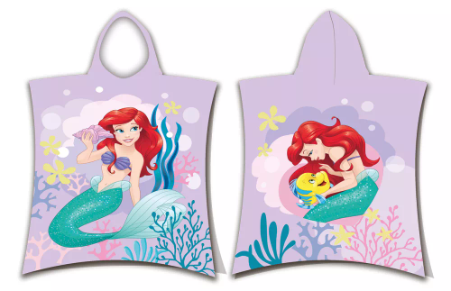 Detské pončo Ariel Mermaid ružová Disney uterák s kapucňou Jf24 Na bazén, pláž, kúpeľ Jerry Látky