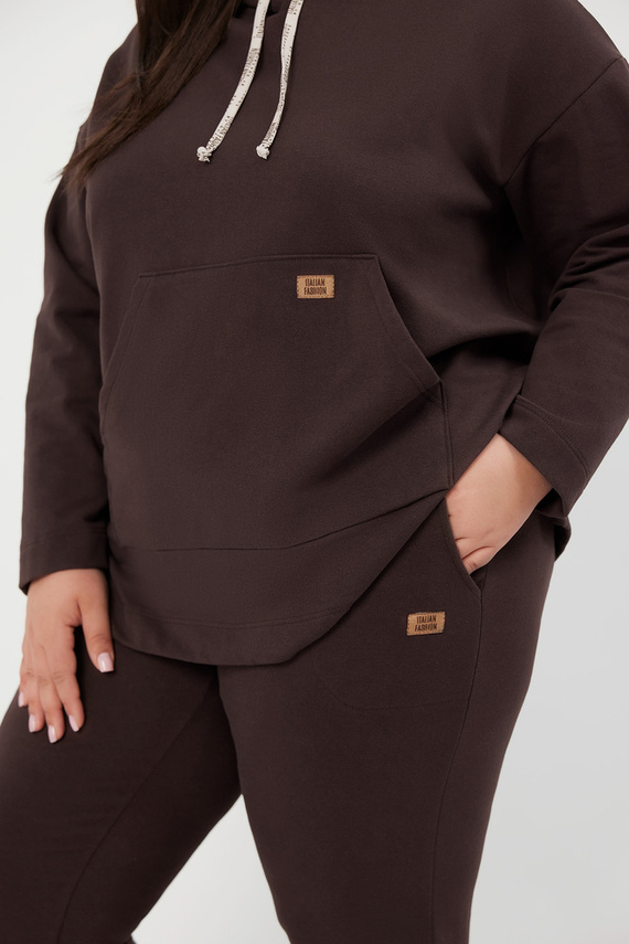 Lagos Dámska mikina s kapucňou Italian Fashion - hnedá