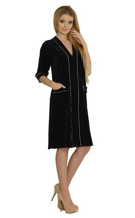 974 / 352 Dámsky župan z velúru Forex - tmavomodrý