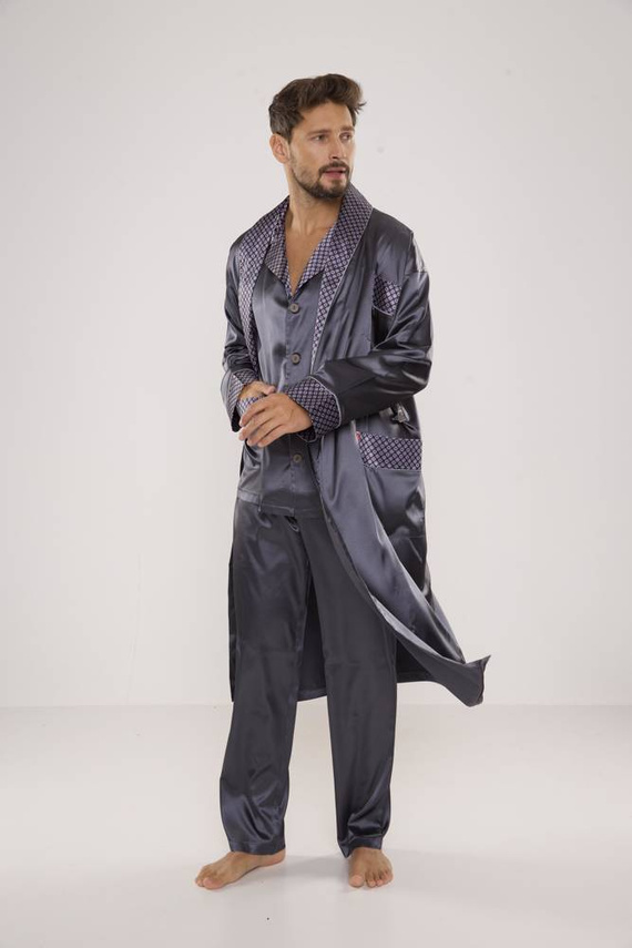 939 Pánske saténové sivé pyžamo
