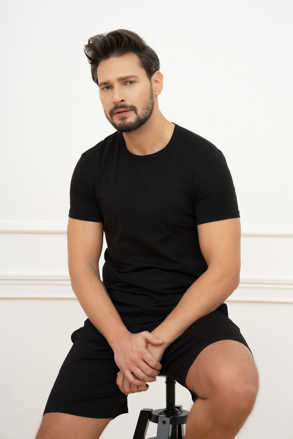 Ikar Pánske tričko s krátkym rukávom Italian Fashion - čierne