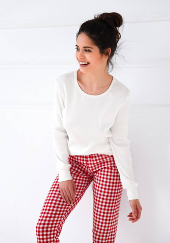 Sensis Perfect Dámske pyžamo - krémové a červené