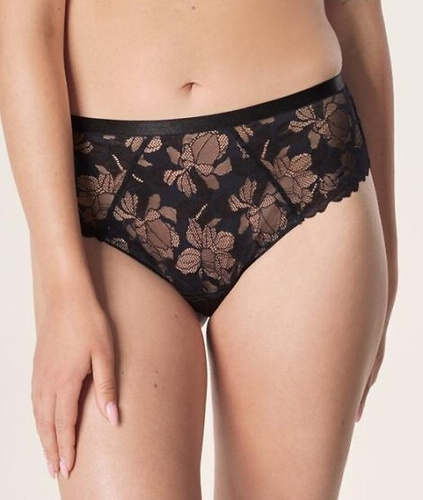 Spodný diel bikín Hanna Mefemi - vysoký, čipkovaný, s béžovou sieťovinou