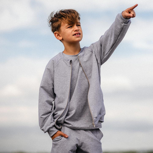 Simply Comfy Detská mikina Eevi šedá bomber - bavlnená, ľahká, bez kapucne