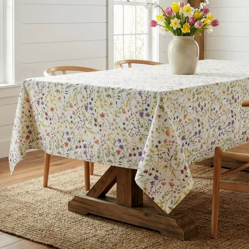 Obrus ANNA Eurofirany neprepúšťajúci škvrny bielo-fialové kvety