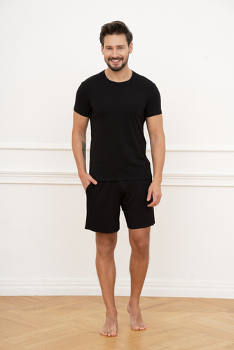 Ikar Pánske tričko s krátkym rukávom Italian Fashion - čierne