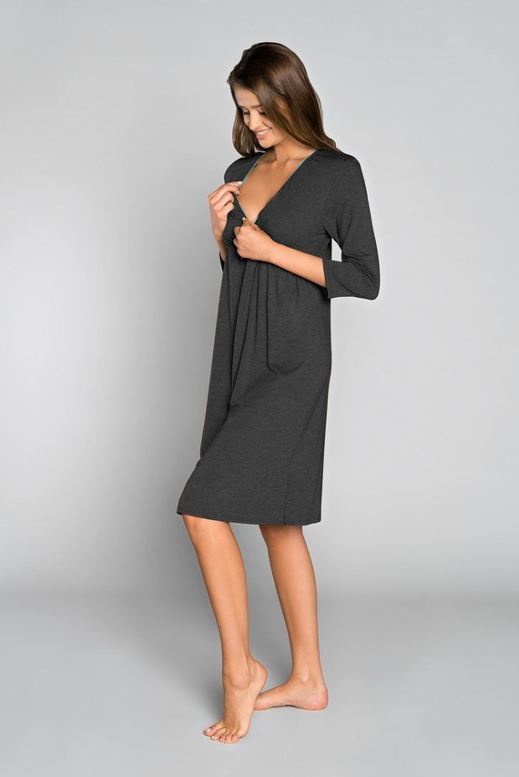 Italia Fashion tehotenské a dojčiace oblečenie sonata s 3/4 rukávom - tmavý melír/zelená