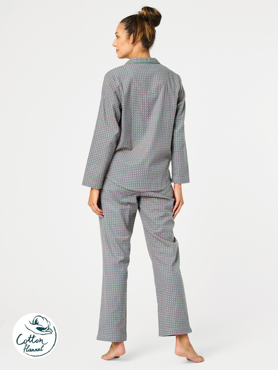 Dámske pyžamo LNS 429 Key peplite - bavlna, dlhý rukáv, zapínanie na gombíky