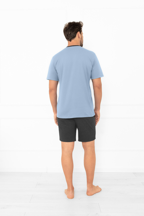 Julius Italian Fashion pánske pyžamo oceľové - krátke, bavlnené, elegantné