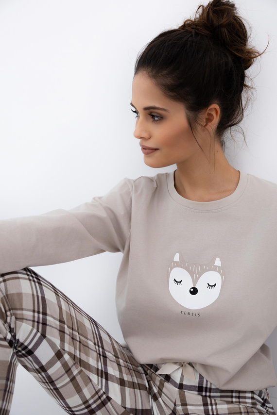 Dámske pyžamo Tinsley Sensis - bavlnené, dlhé, kockované