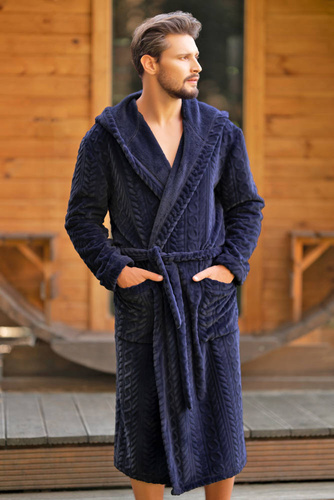 Zygmunt Pánsky župan s kapucňou Italian Fashion - tmavomodrý