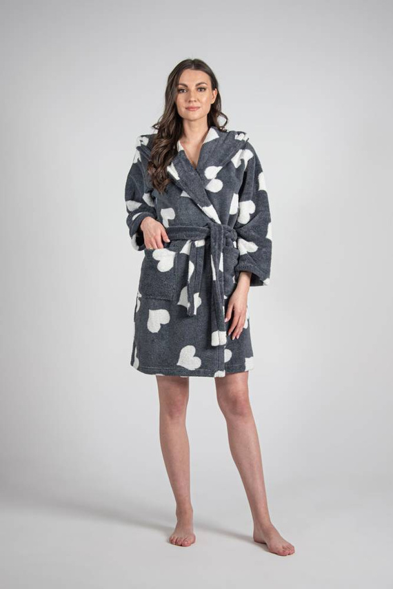 671 Hearts Krátky dámsky župan Forex - grafitový