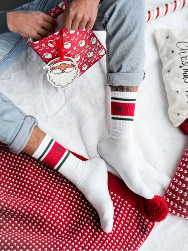 1290.040 Vianočná ponožka - pánske vianočné ponožky Milena, biela