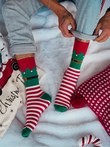 1290-038 Elf Socks Milena - pánske vianočné ponožky s motívom elfa